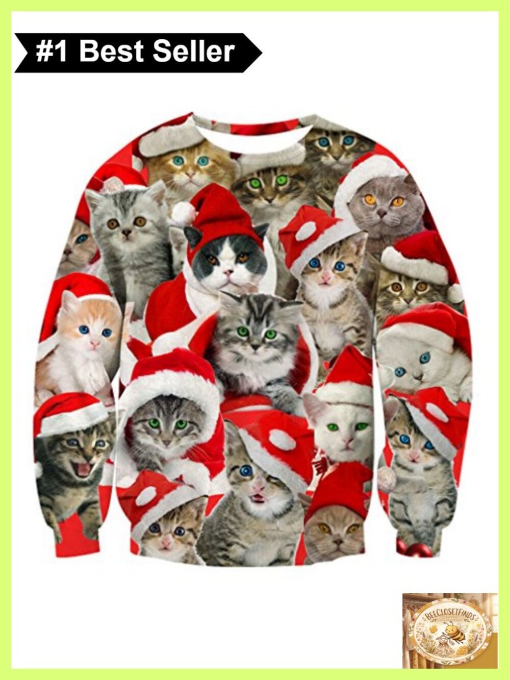 Ugly Christmas Sweatshirt Funny 3D Print Pullover Crew Neck Long Sleeve